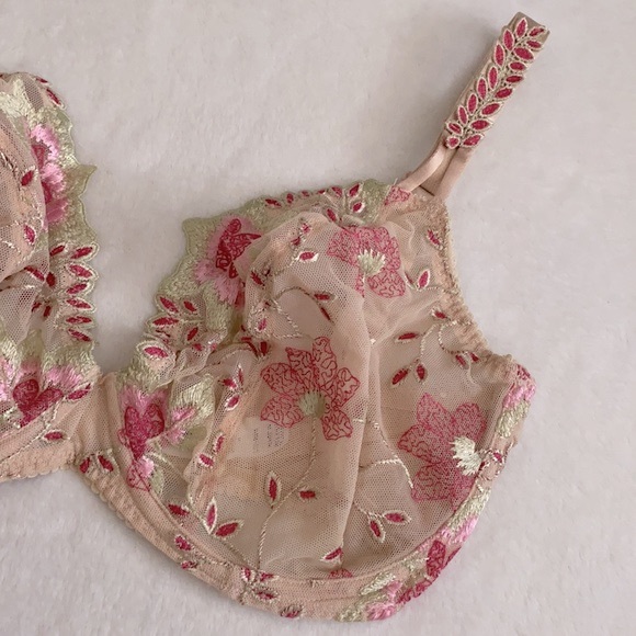 Prima Donna | Floral Embroidered Unlined Sheer Mesh Underwire Bra 016-1905 34DDD - Picture 3 of 14